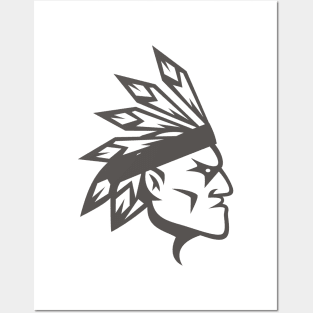 American Apache Indian Logo. Cherokee character icon design. Ethnic logo design. Posters and Art